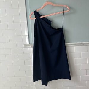 Navy Michelle Mason One Shoulder Mini Dress
